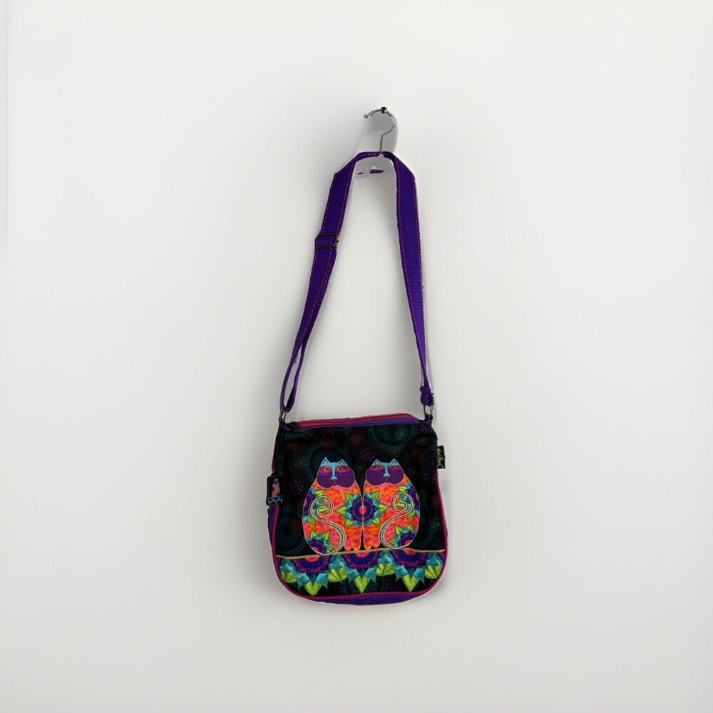 Laurel Burch Celestial Lotus Cats Crossbody Shoulder Bag Purse Handbag